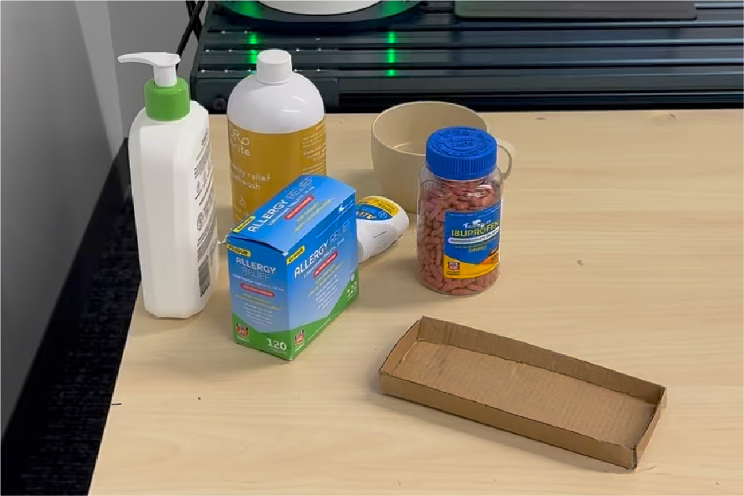 Aleve bottle to tray (obstruction)