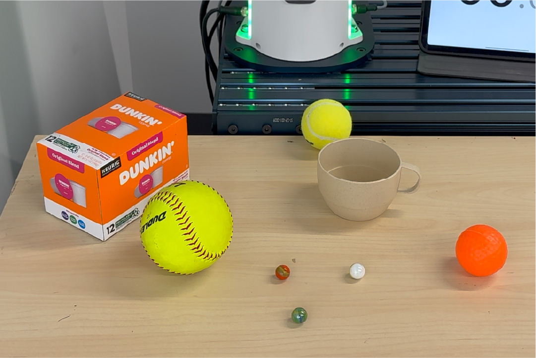 Three marbles to cup